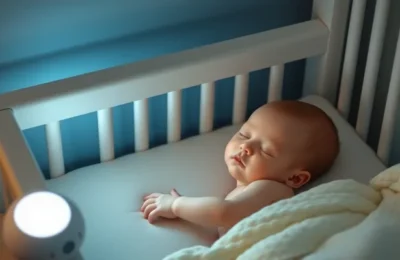 Peaceful sleeping baby in crib
