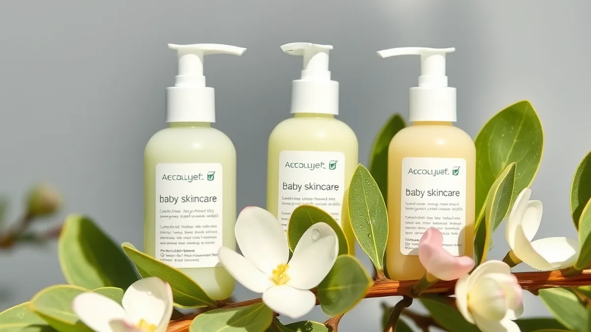 Natural eco-friendly baby skincare with eucalyptus