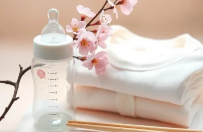 Japanese style baby products with cherry blossoms