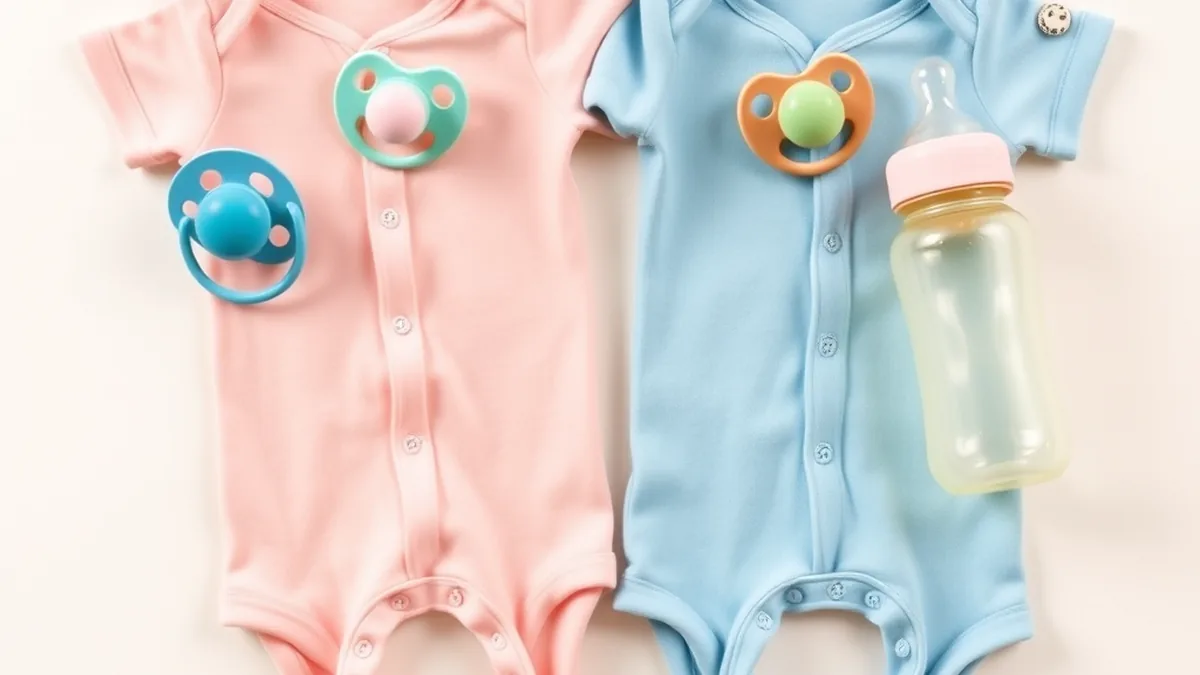 Twin baby products matching pairs flat lay