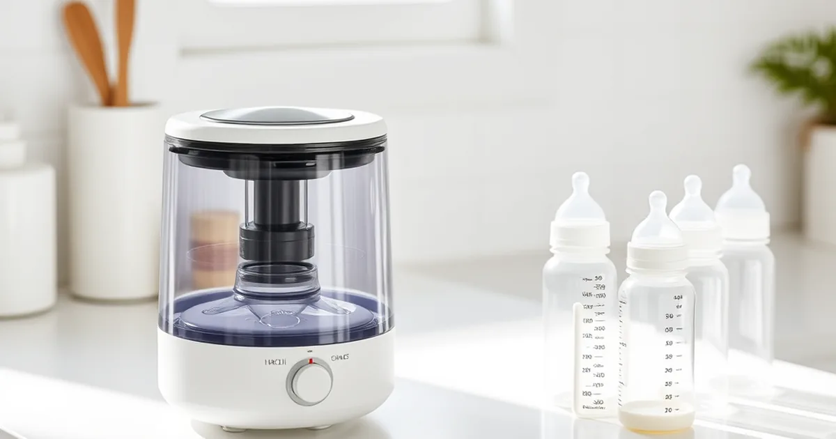 Best baby bottle sterilizers 2026 - electric steam sterilizer with clean baby bottles on a kitchen counter