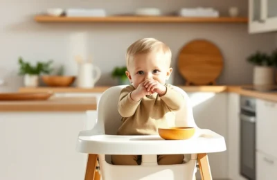 Best baby high chairs 2026 - modern high chair with baby in bright kitchen