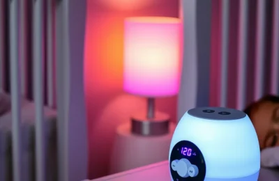 Best baby sound machines 2026 - white noise machine glowing softly in a dark peaceful nursery