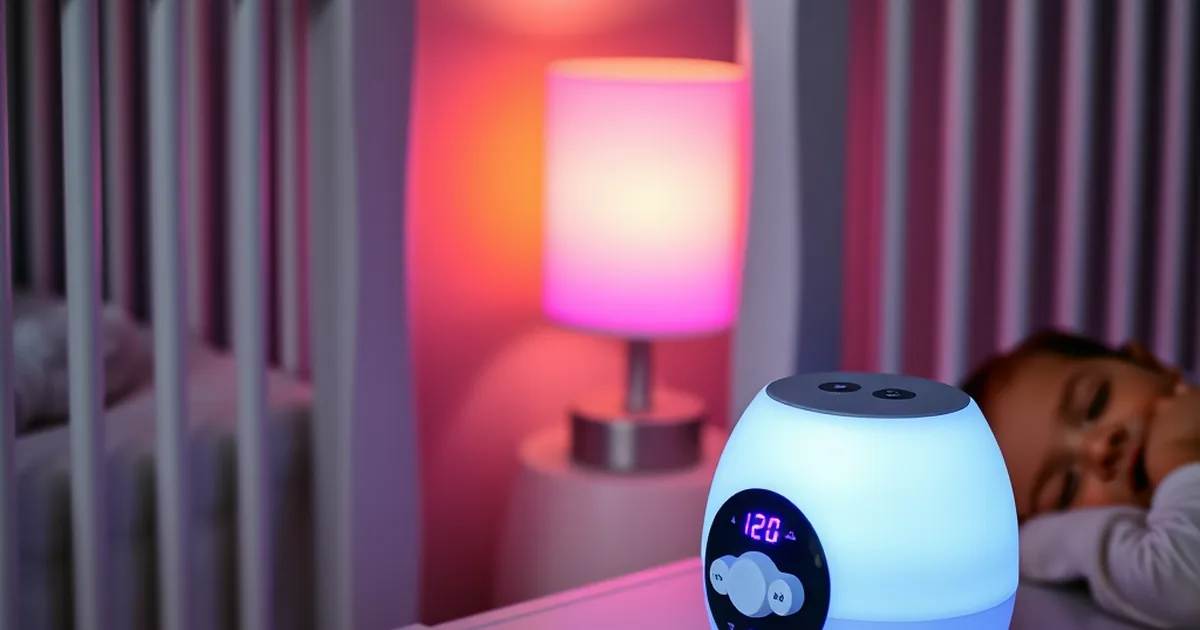 Best baby sound machines 2026 - white noise machine glowing softly in a dark peaceful nursery