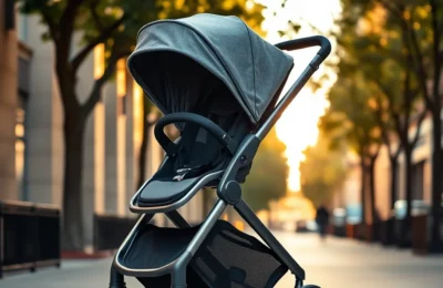 Best baby strollers 2026 - premium stroller on city sidewalk at golden hour