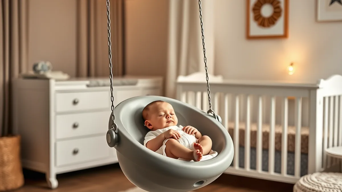 Best baby swings 2026 - modern baby swing in a cozy nursery with sleeping newborn