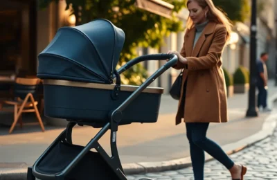 Best luxury strollers 2026 - premium stroller on cobblestone street