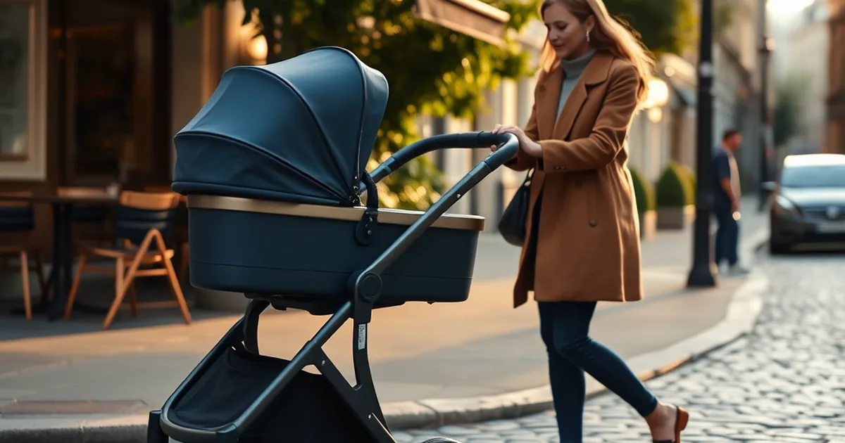 Best luxury strollers 2026 - premium stroller on cobblestone street