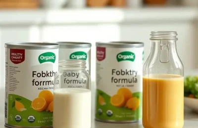 Best organic baby formula 2026 - organic infant formula preparation with clean bottles on a kitchen counter