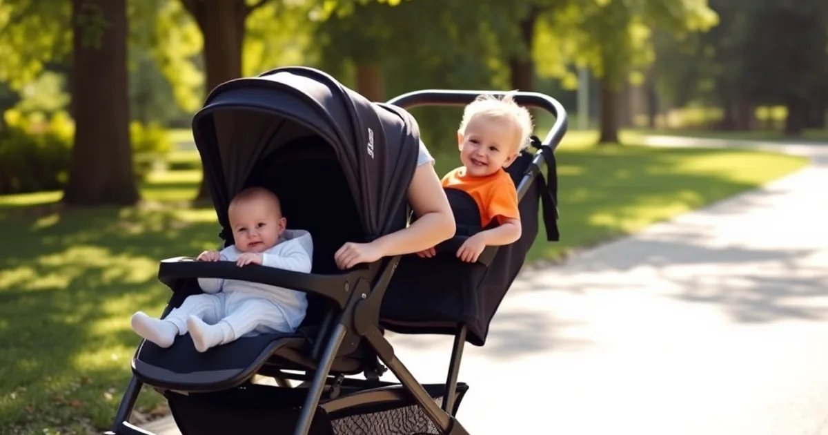 Best single to double strollers 2026 - family with two children in tandem stroller