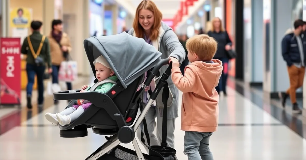 Best sit-and-stand strollers 2026 - toddler standing on rear platform of a sit-and-stand stroller with infant in front seat
