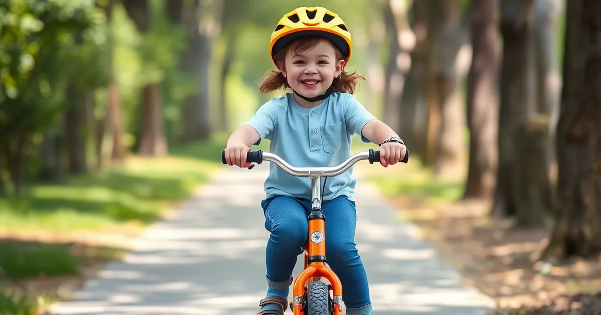Best toddler pedal bikes 2026 - happy child riding a lightweight pedal bike on a sunny path wearing a helmet