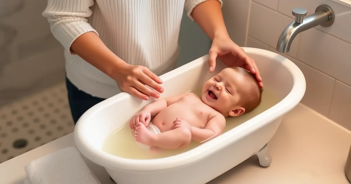 Best baby bathtubs 2026 - parent gently bathing a happy newborn in a premium infant bathtub on a bathroom counter