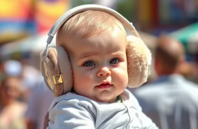 Best baby ear protection 2026 - baby wearing protective earmuffs at an outdoor event in a parent's arms
