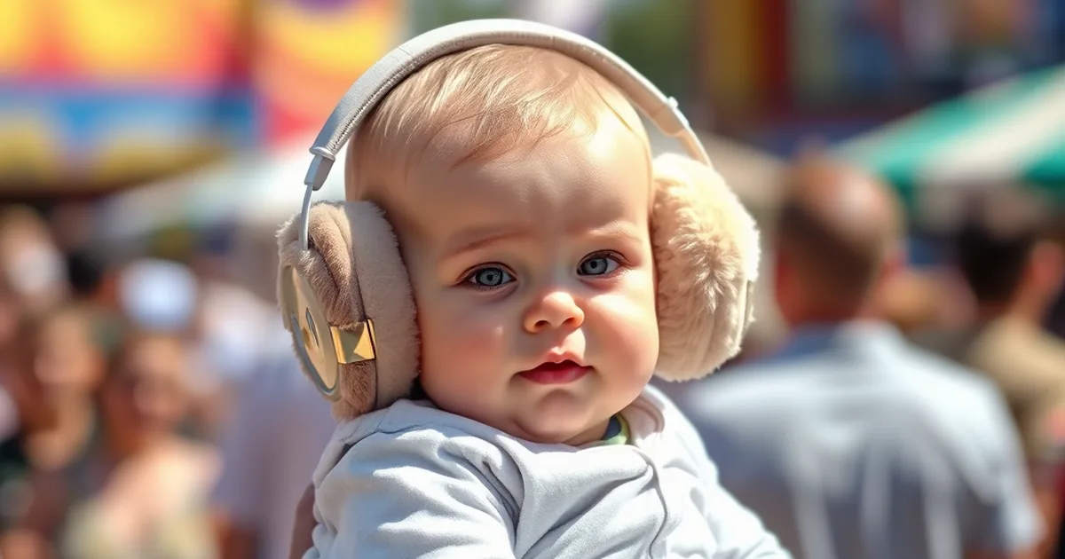 Best baby ear protection 2026 - baby wearing protective earmuffs at an outdoor event in a parent's arms