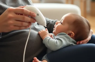 Best baby nasal aspirators 2026 - parent gently holding a baby while using a small electric nasal aspirator