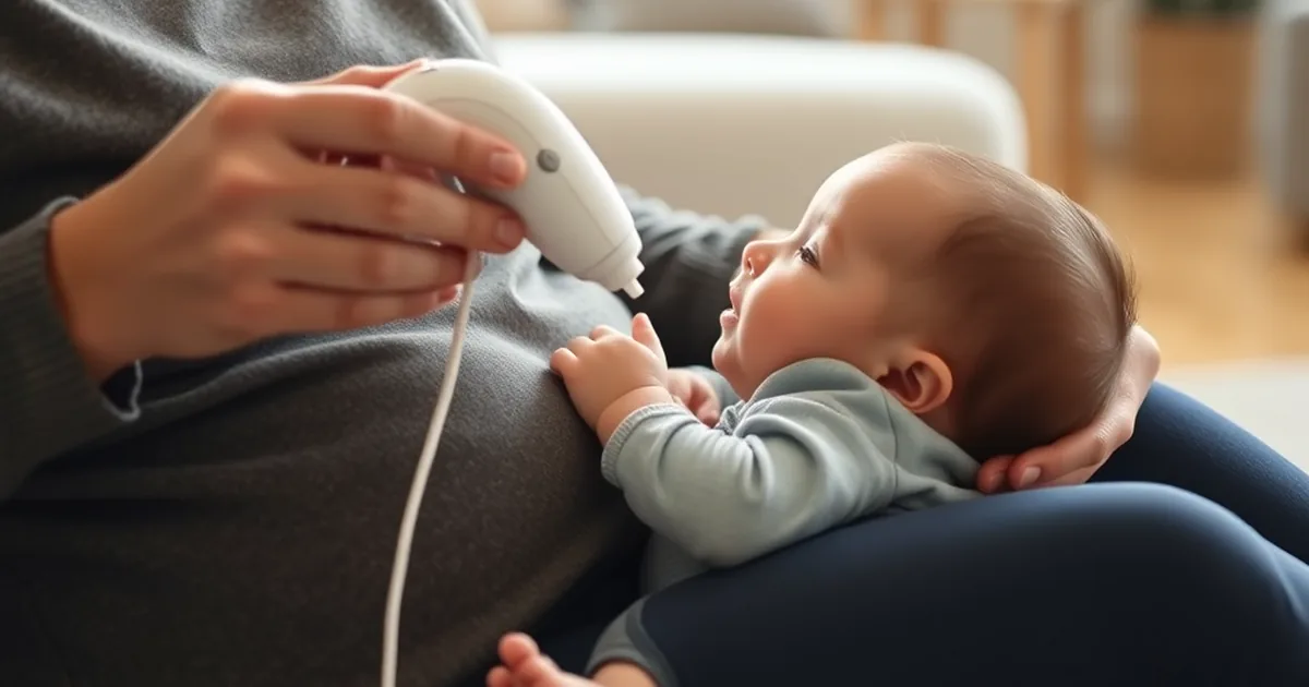 Best baby nasal aspirators 2026 - parent gently holding a baby while using a small electric nasal aspirator