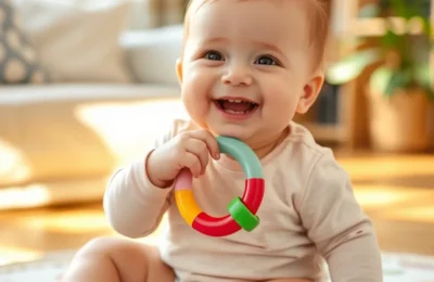 Best baby teethers 2026 - smiling baby chewing on a colorful silicone teether toy