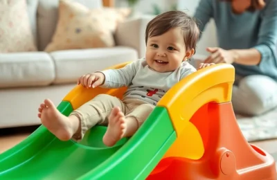 Best indoor toddler climbers and slides 2026 - toddler sliding down a small indoor slide in a bright living room