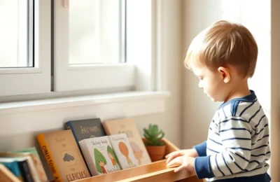 Best kids bookshelves 2026 - toddler choosing a picture book from a low front-facing wooden bookshelf