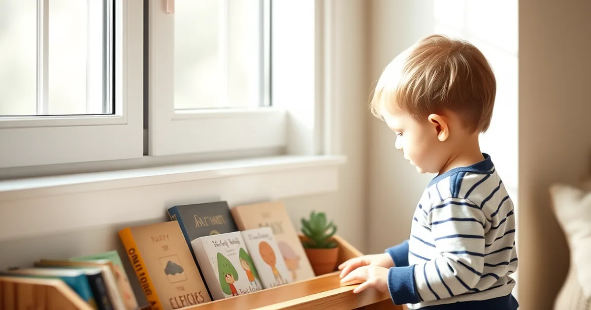 Best kids bookshelves 2026 - toddler choosing a picture book from a low front-facing wooden bookshelf