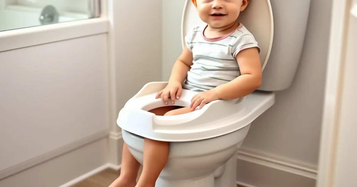 Best potty training seats 2026 - toddler sitting on a child potty seat fitted to a regular toilet with a step stool