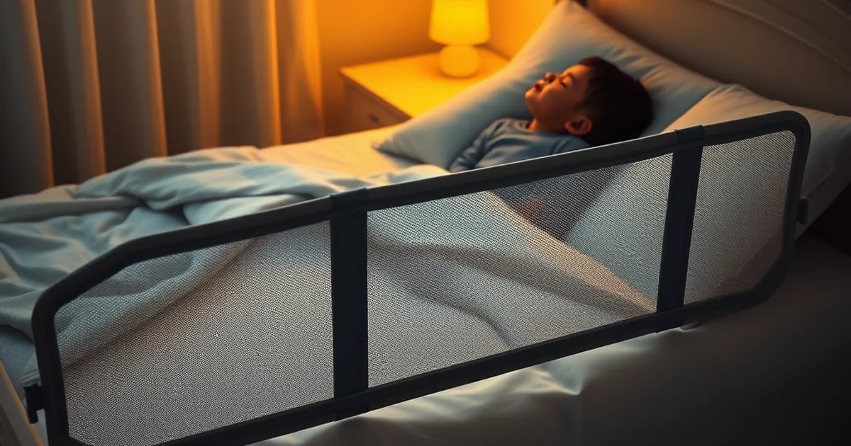 Best toddler bed rails 2026 - toddler sleeping safely in a twin bed with a mesh bed rail along the side