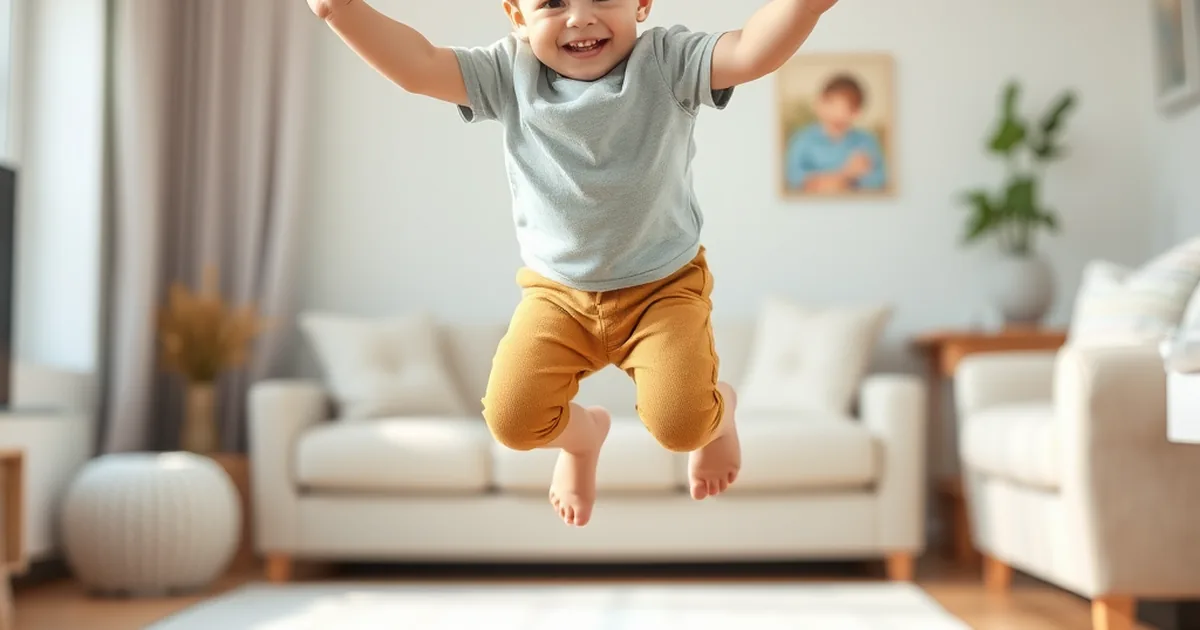 Best toddler trampolines 2026 - happy toddler bouncing on a small indoor trampoline with a padded handlebar