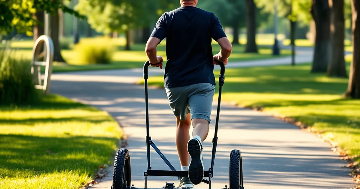 Bob vs thule jogging stroller - parent running on a paved trail pushing a three-wheel jogging stroller