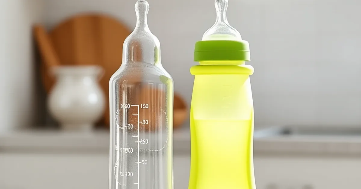 Dr browns vs comotomo - a rigid narrow baby bottle and a soft wide silicone bottle side by side