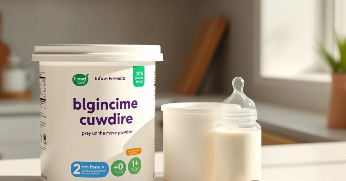 Enfamil vs similac - two tubs of infant formula powder on a kitchen counter with a prepared bottle