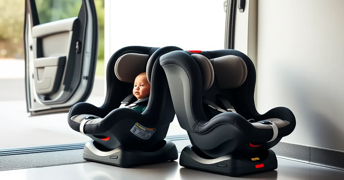 Nuna pipa vs uppababy mesa - two infant car seats side by side on a garage floor beside an open car door