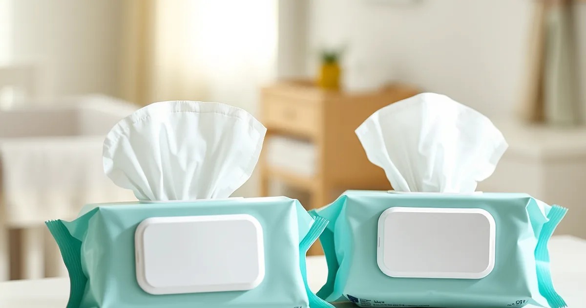 Waterwipes vs pampers sensitive - two open packs of plain baby wipes side by side on a changing table